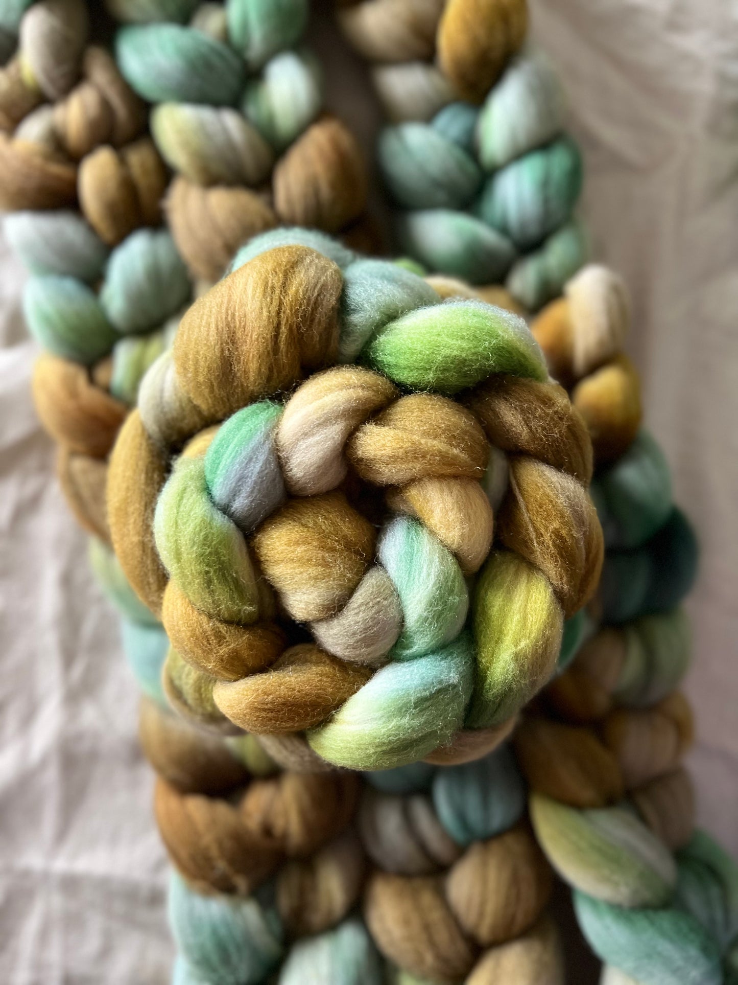 "Moss and Honey" 4 oz. Merino Combed Top