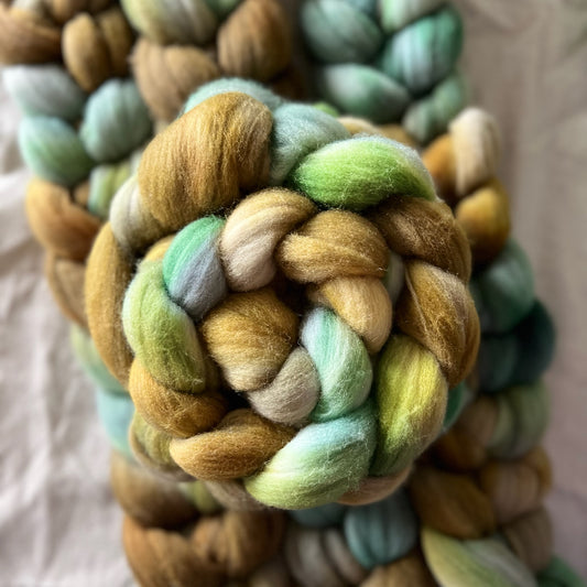 "Moss and Honey" 4 oz. Merino Combed Top