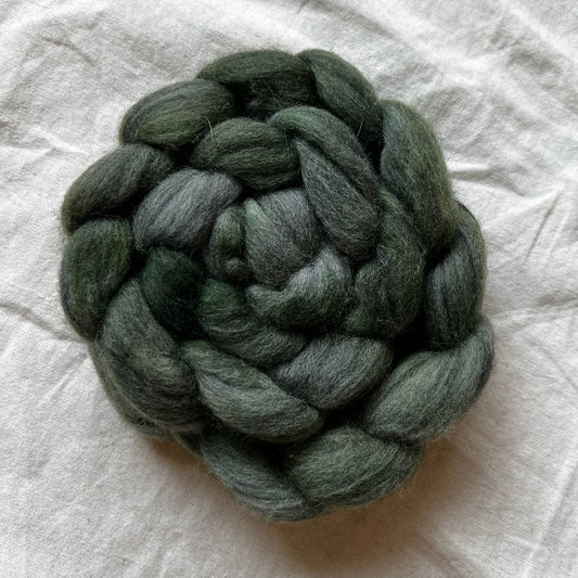 "Frosted Leaf" 4 oz. Grey Corriedale Combed Top