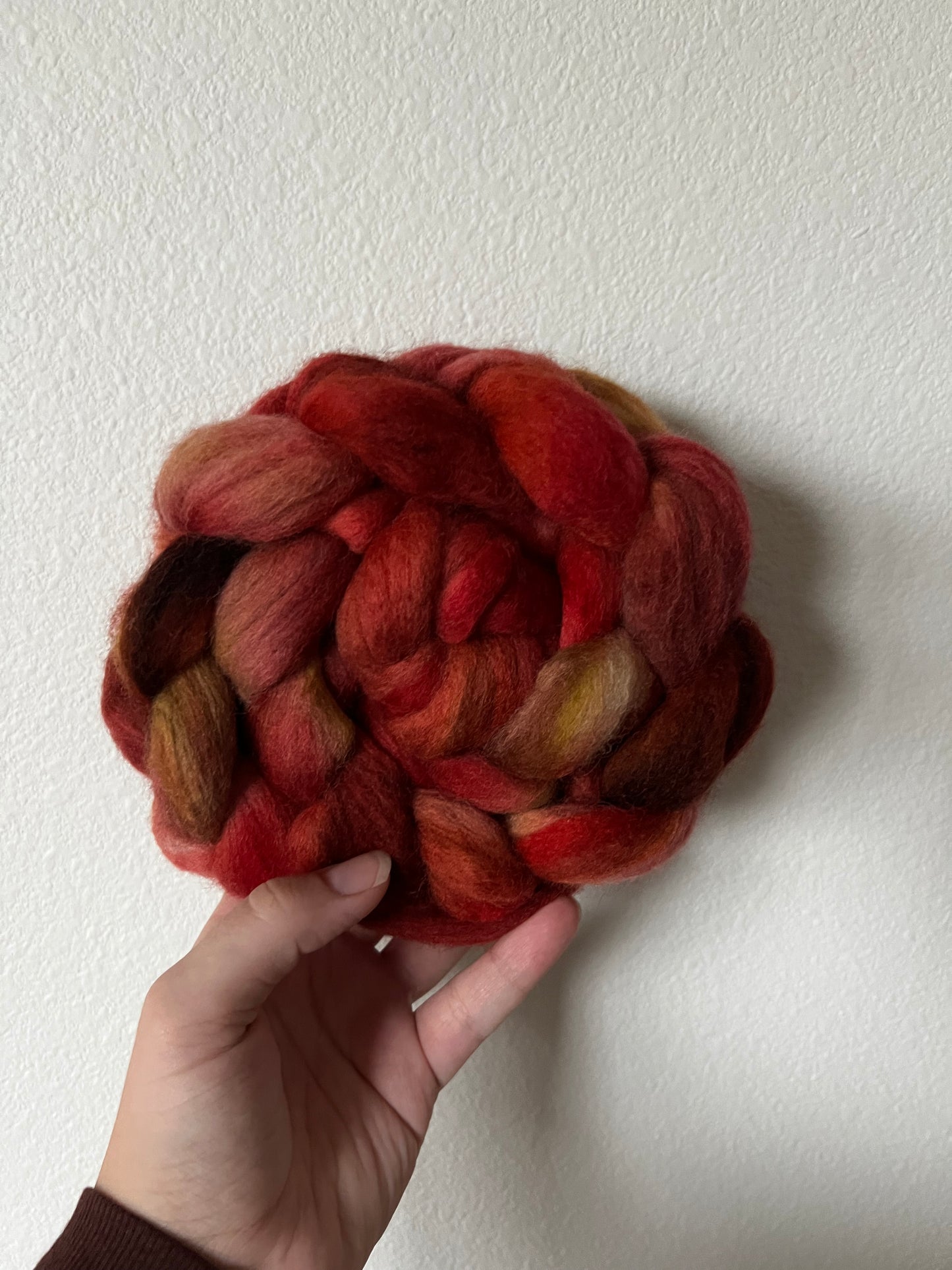 "Poinsettia" 4 oz. Corriedale Combed Top